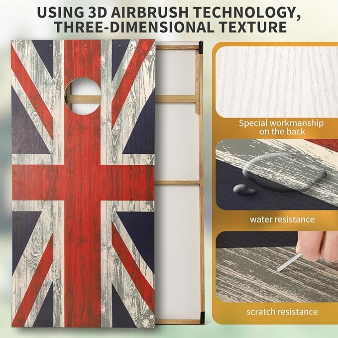 Cornhole Set, Corn Holes Outdoor Game, Regulation 2X4 Cornhole Boards, Portable Cornhole Set, Classic American Flag Cornhole Set Includes 2 Boards, 8 Cornhole Beans Bags & Carry Case