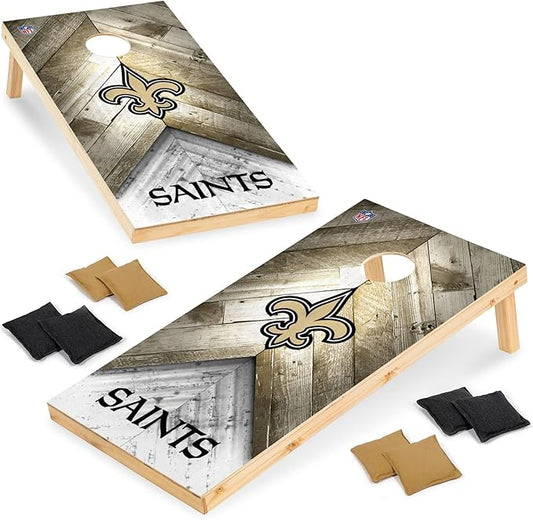 Wild Sports NFL Football 2' x 4' Regulation Size Solid Wood Cornhole Set with Direct Print HD Team Graphics Great Gift for Any Football Fan! Bean Bag Toss Family Outdoor Game