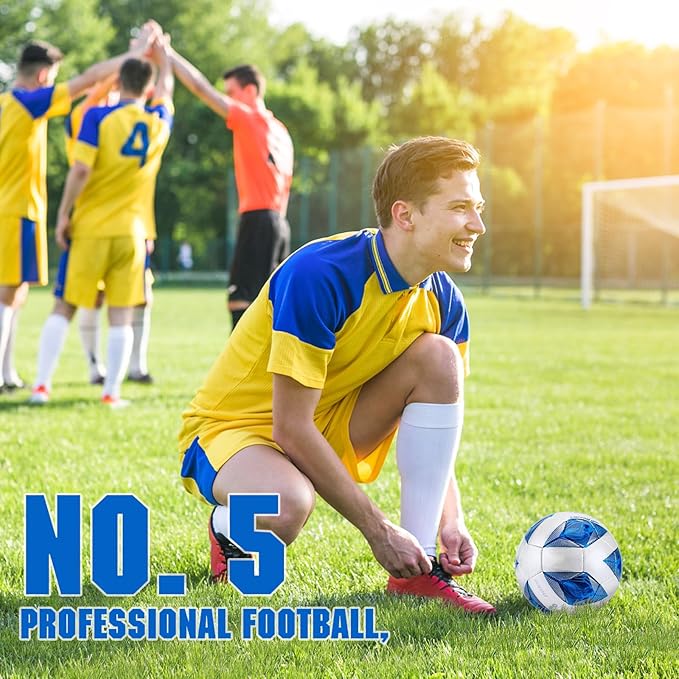 Soft PU Leather Soccer Ball, Indoor Outdoor Team Sports, Training Practicing Game Match Soccer Ball Gift for Adult Youth, 1pcs