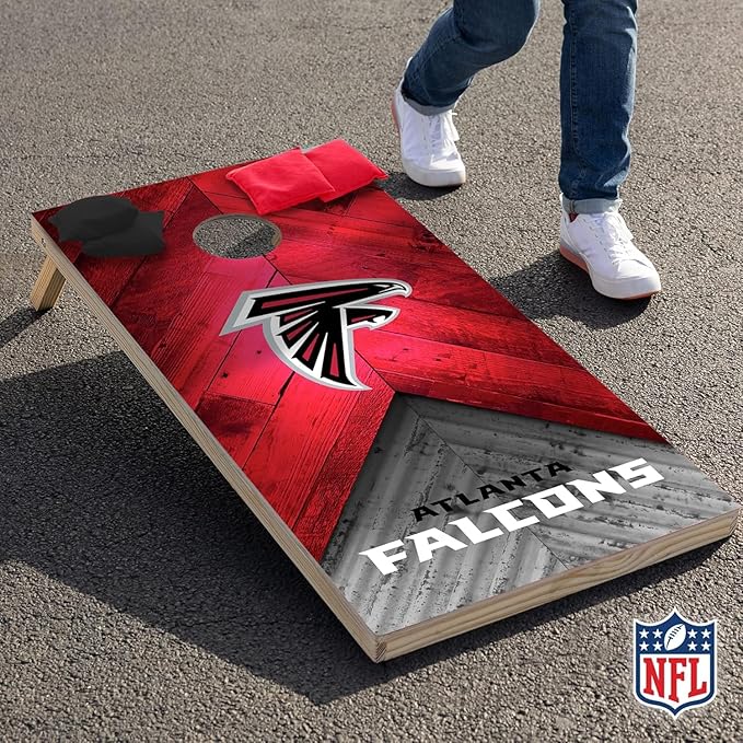 Wild Sports NFL Football 2' x 4' Regulation Size Solid Wood Cornhole Set with Direct Print HD Team Graphics Great Gift for Any Football Fan! Bean Bag Toss Family Outdoor Game