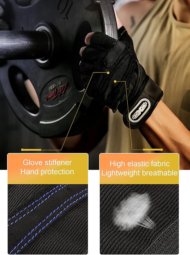 Workout Gloves, Gym Gloves for Men, Wrist Wraps Lifting Wrist Wraps Gloves for Working Out, Hand Out Gloves Fitness Gloves Full Palm Protection