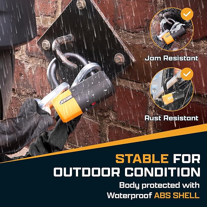 Jekosa® PBL110 Heavy-Duty Bike Lock with 5 Keys - 18 mm Cut Resistant Steel Shackle - Weather Resistant ABS Shell | Bike U-Locks for Motorcycle, Bicycle, Scooter, Garage