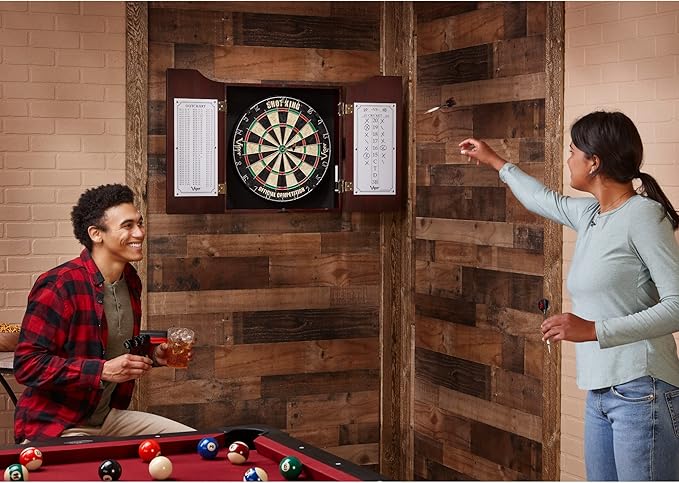 Viper Hudson Sisal/Bristle Steel Tip Dartboard Cabinet, Mahogany Finish