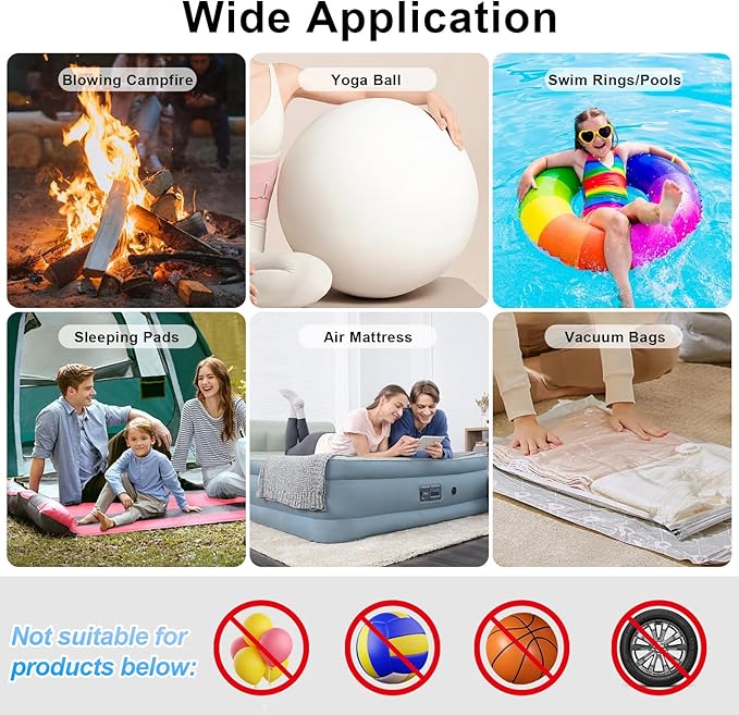 AGPTEK Rechargeable Air Pump, Electric Air Pump 4000mAh Battery Quick-Fill Inflator & Deflator with 3 Nozzles, Lightweight & Portable Perfect for Air Beds, Air Mattresses, Pool Toys & Inflatable