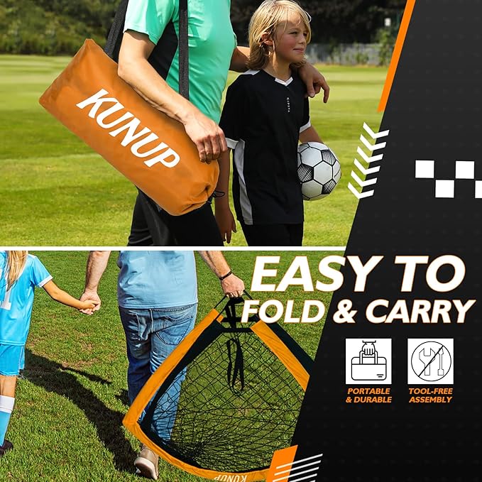 5×3 6x4 9x5 FT Portable Kids Soccer Goal for Backyard, Foldable Soccer Practice Net with Carrying Bag for Toddler Youth Adult Pop Up Soccer Training Equipment Indoor and Outdoor Sports Game