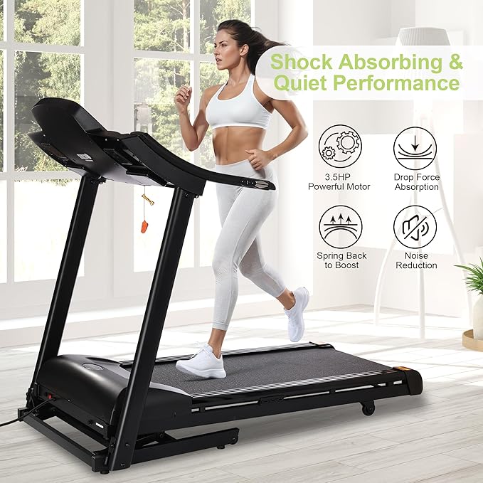 Treadmills for Home, Treadmill with 0-15% Auto Incline, 4.0HP Folding Electric Treadmil, 20" Wide Running Machine with Bluetooth Speaker & Pulse Monitor, 350 LBS Weight Capacity