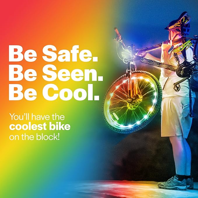 Brightz WheelBrightz LED Bike Wheel Lights - 2025 Edition with Superior Straps & LED-Weatherproof Shield! 14 Colors - Unmatched Durability, Visibility & 48+ Hours of Dazzling Illumination