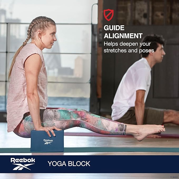 Reebok Solid Yoga Block, 4” x 6” x 9” Yoga Brick with Lightweight Support for Flexibility, Balance & Alignment, Portable Foam Block for Fitness, Home Workout, Stretching & More