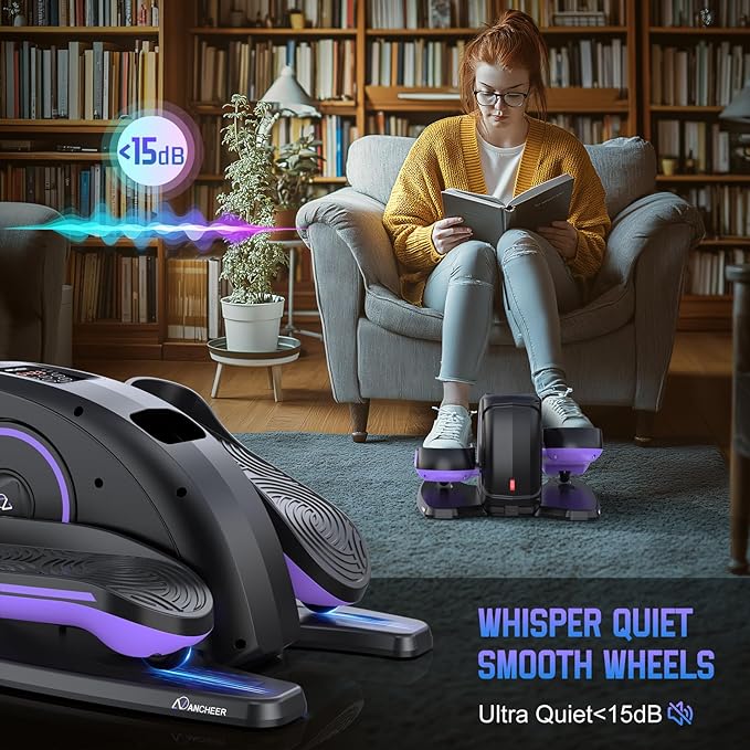ANCHEER Under Desk Elliptical Machine, Electric Seated Pedal Exerciser, Mini Elliptical Machines for Seniors, LCD Display Monitor, Remote Control, Leg Exerciser for Home