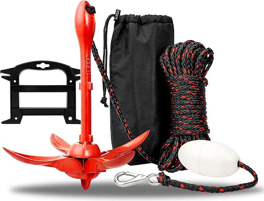 Young Marine Grapnel Anchor Kit for Small Boats, Kayaks, PWC, Jet Ski, Paddle Boards, etc. - 3.5 lbs