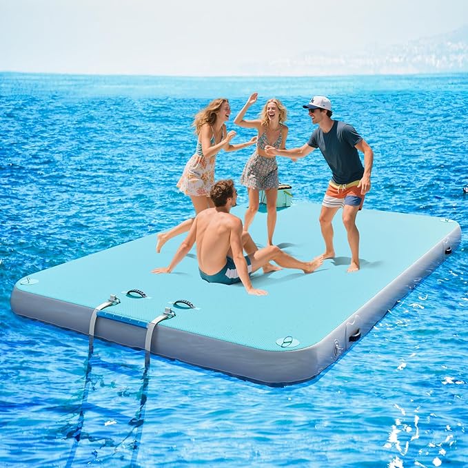 Specraft Inflatable Floating Dock, Non-Slip Air Dock Platform loating Island Raft with Rope Ladder for Pool Lake Beach Ocean