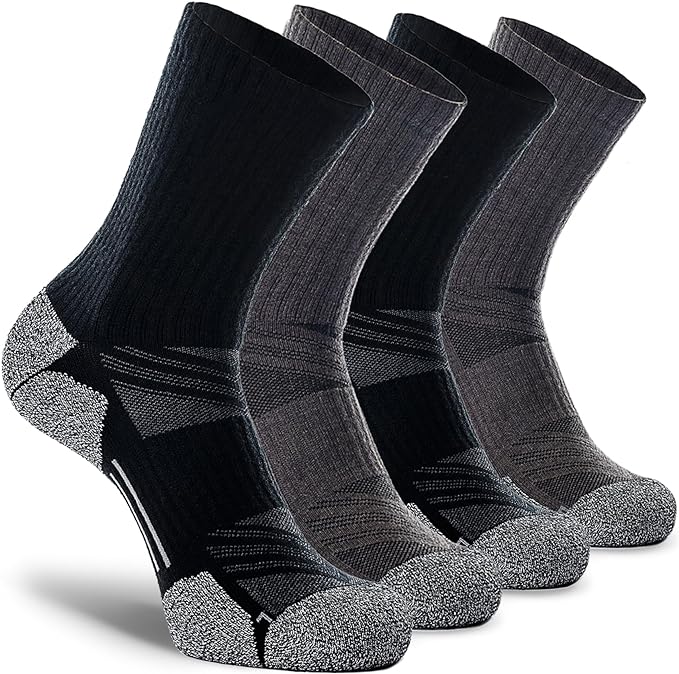 CWVLC Crew Hiking Socks, Cushion, Moisture Wicking, Arch Compression Boot Socks