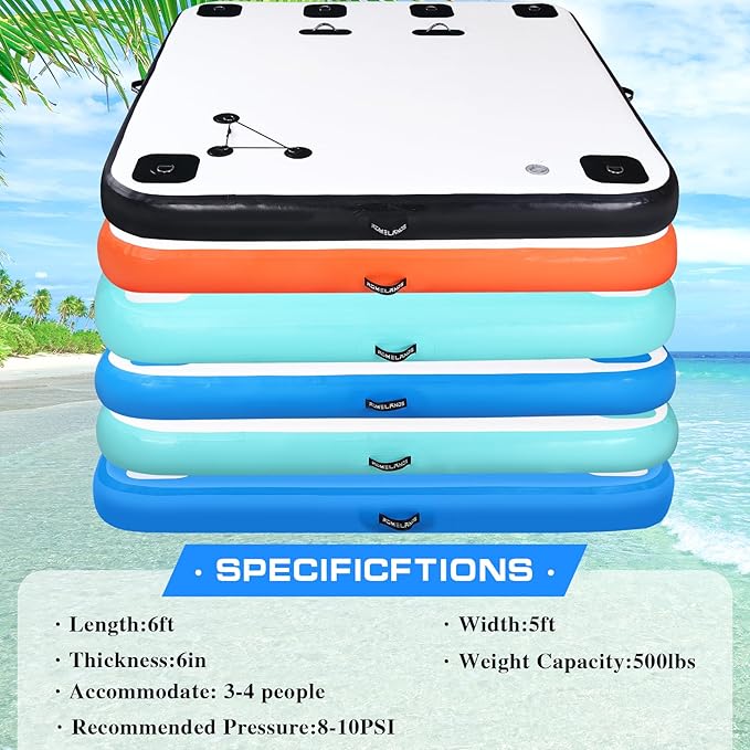 Inflatable Floating Dock, Swim Platform Floating Island Raft, Large Air Mat Inflatable Water Pad with None-Slip Surface for Lake Pool Beach Ocean