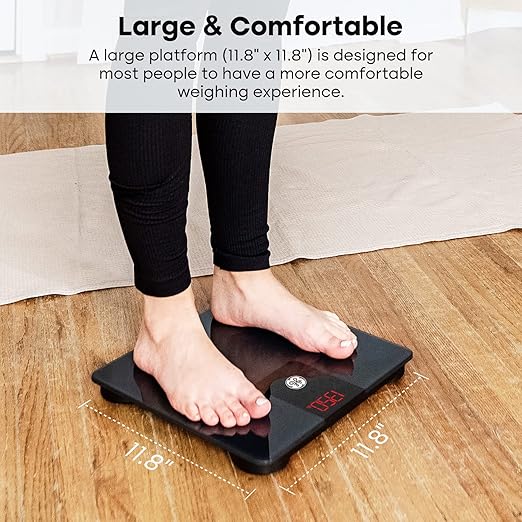 GE Bathroom Scale for Body Weight, Digital Weight Scales 500lb Heavy Duty Measuring Device for People Accurate BMI Weighing Machine with Bluetooth