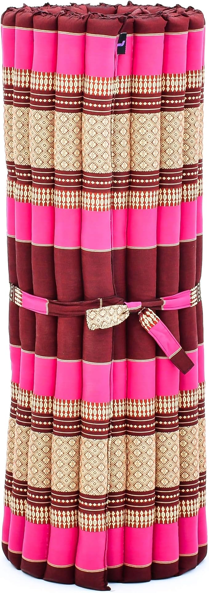 Leewadee - Kapok Roll Mat – Handcrafted Folding Sleep & Relaxation Mattress from Thailand, Ideal as Guest Bed, Camping Mat, Yoga Mat or Traditional Futon, 75 x 39 inches, Auburn Pink