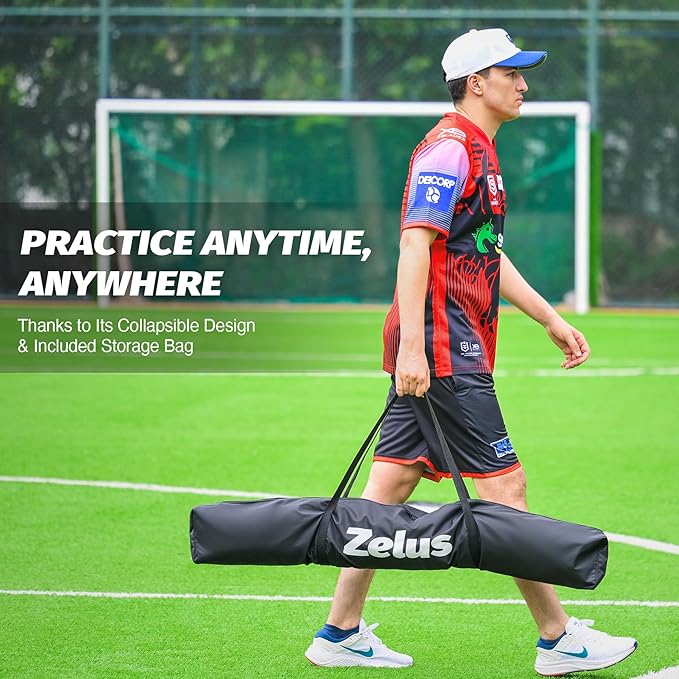 ZELUS 7x7 ft Baseball Softball Practice Net, Hitting and Pitching Net with Adjustable Batting Tee 2 Strike Zone, Portable Baseball Backstop Net with Carry Bag, Great for All Skill Levels