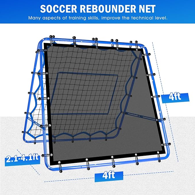 Dual-Sided Soccer Rebounder Net, Fast & Slow Rebound Speed Training for Control, Passing Practice, Easy Setup Baseball/Volleyball Rbounder Pitchback Net Gifts Aids & Equipment for Kids,Teens & Adults
