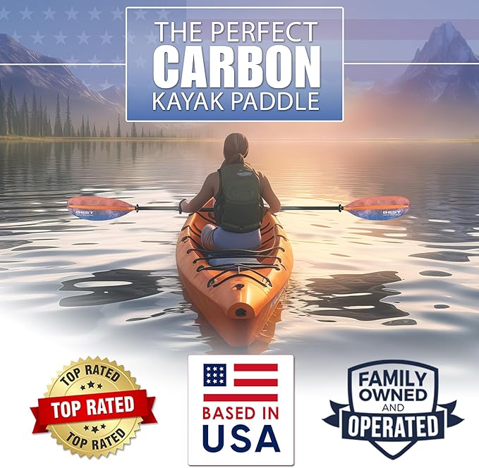 Best Marine and Outdoors Kayak Paddle, Carbon Fiber Shaft & Fiberglass Reinforced Polypropylene Blades, 220cm, 234cm, 250cm, Lightweight Kayak Paddles for Adults