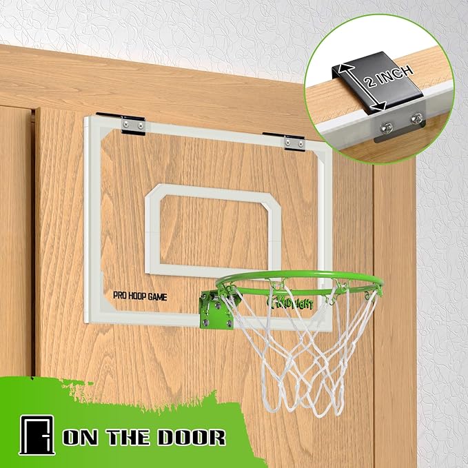 AOKESI Mini Portable Basketball Hoop Indoor Glow in The Dark, Over The Door Basketball Net Goal for Room Outdoor Play Game Toys Gift for Adult Kids Boys