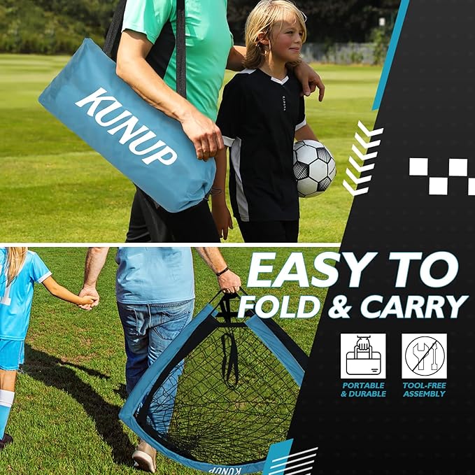 5×3 6x4 9x5 FT Portable Kids Soccer Goal for Backyard, Foldable Soccer Practice Net with Carrying Bag for Toddler Youth Adult Pop Up Soccer Training Equipment Indoor and Outdoor Sports Game