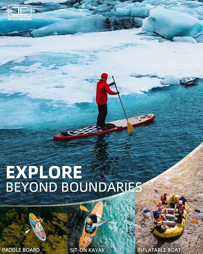 OCEANBROAD SUP Paddle - Adjustable Stand-Up Paddle for Paddleboard Kayak, Adjustable Aluminum Alloy Shaft with Reinforced Nylon Blades