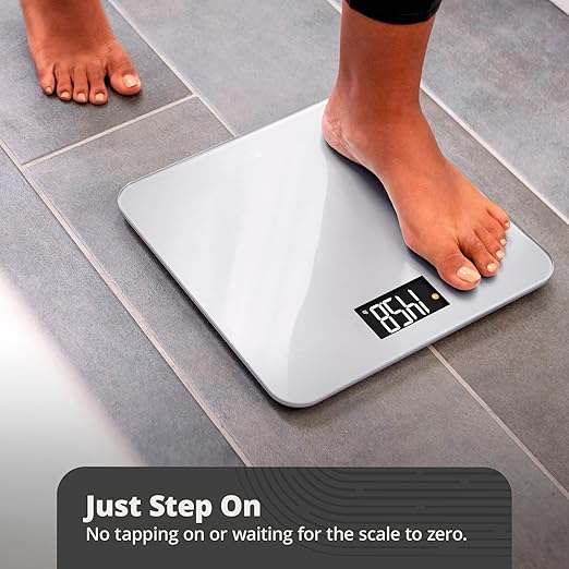Greater Goods Digital AccuCheck Bathroom Scale for Body Weight, Capacity up to 400 lbs, Batteries Included, Pearl Gray