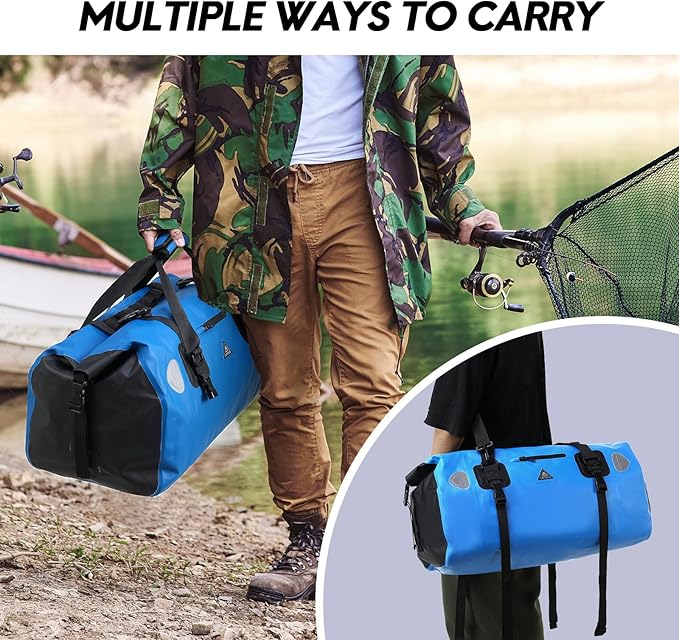 Haimont Waterproof Duffel Bag Roll-top Dry Duffel Bag with Quick-fixed Straps for Motorcycling, Rafting, Boating, SUP, Kayaking, Travel, 50L/70L