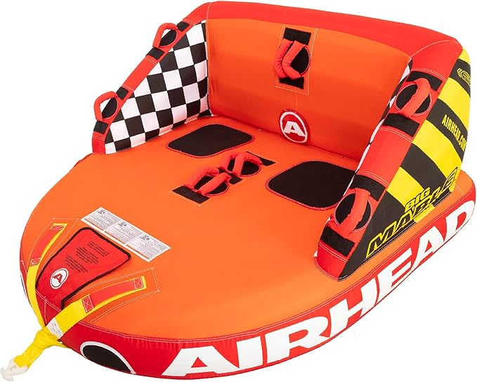 Airhead Mable Inflatable Towable Tube, 1-4 Rider Models, Dual Tow Points, Full Nylon Cover, EVA Foam Pads, Patented Speed Valve, Boat Tubes and Towables