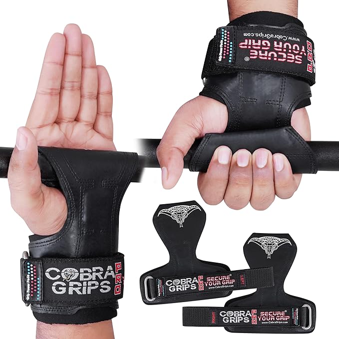 Cobra Grips PRO Weight Lifting Gloves Heavy Duty Straps Alternative Power Lifting Hooks for Deadlifts Adjustable Neoprene Padded Wrist Support Bodybuilding