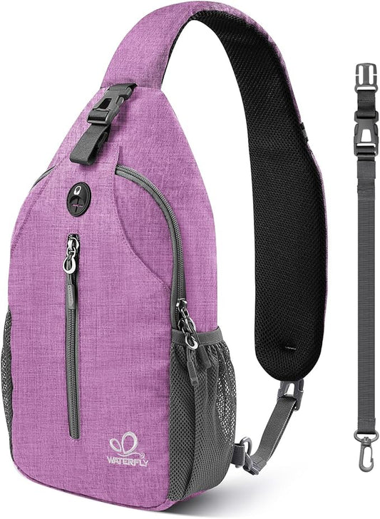 WATERFLY Crossbody Sling Backpack Sling Bag Travel Hiking Chest Bag Daypack