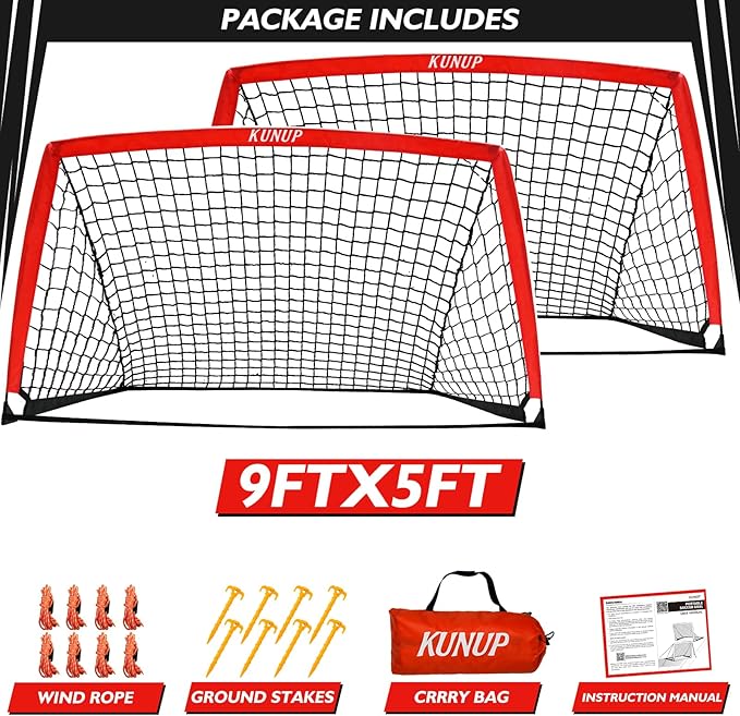 2 of 5×3 6x4 9x5 FT Portable Kids Soccer Goals Set, Foldable Soccer Practice Nets for Backyard with Carrying Bag for Toddler Youth Pop Up Soccer Training Equipment Indoor Outdoor Sports Game Gift