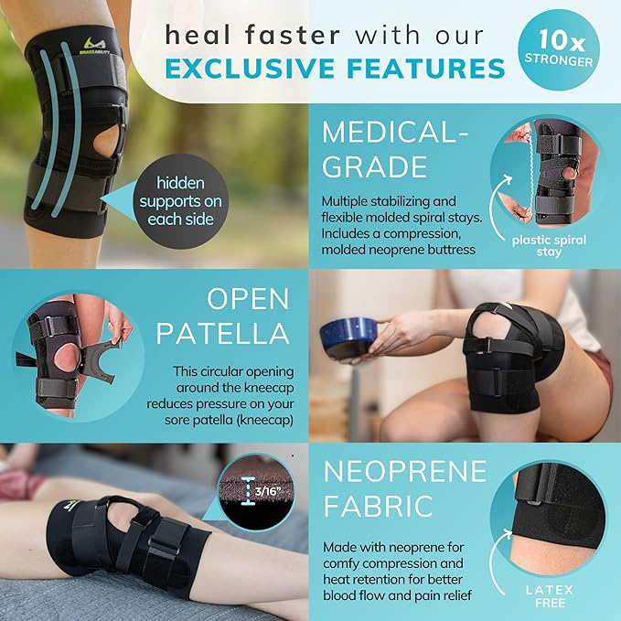 BraceAbility J Patella Knee Brace - Lateral Patellar Stabilizer with Medial and J-Lat Support Straps for Dislocation, Subluxation, Patellofemoral Pain, Left or Right Kneecap Tracking (M)