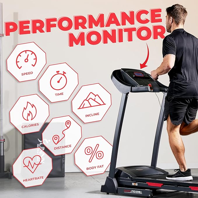 Sunny Health & Fitness Smart Performance Folding Treadmill with Adjustable Incline and Free SunnyFit App Bluetooth Connection