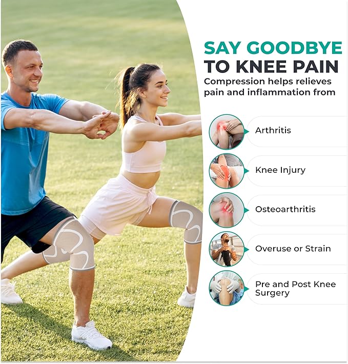 Modvel 2 Pack Knee Brace for Women & Men - Workout Knees Compression Sleeve for Knee Pain Relief Joint Support for ACL, Arthritis, Meniscus Tear Knees Brace for Sports, Rodilleras para Gym Fitness