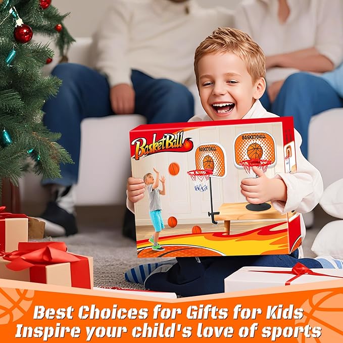 NZQXJXZ Indoor Basketball Hoop Mini Desktop Basketball Hoop Indoor, Tabletop Hoops Set with Two Balls and Suction Cup Mini Basketball Sets Toys for Desk Table Bedroom for Kids and Adults
