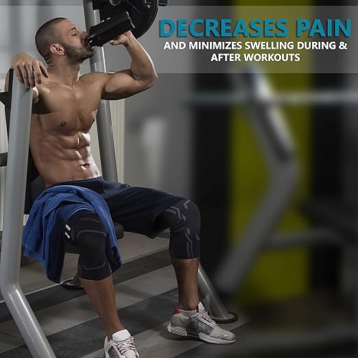 Knee Compression Sleeve for Men and Women (2 Pack), Knee Support Brace for Running and Work out (Large)