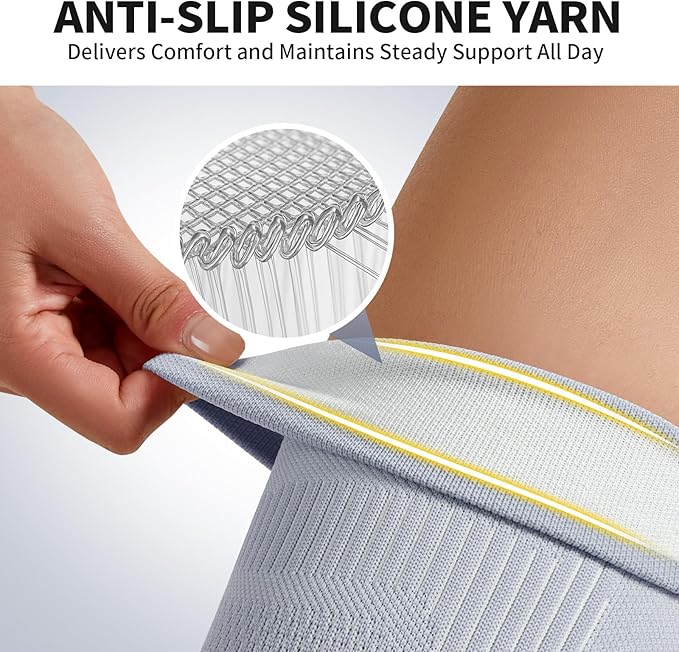 CAMBIVO Elite Motion Series Knee Brace for Women and Men (2 Pack), Ultra-Thin Lightweight Knee Compression Sleeve with Reflective Design for Pain Relief, Running, Workouts, Daily Use (Gray, Large)