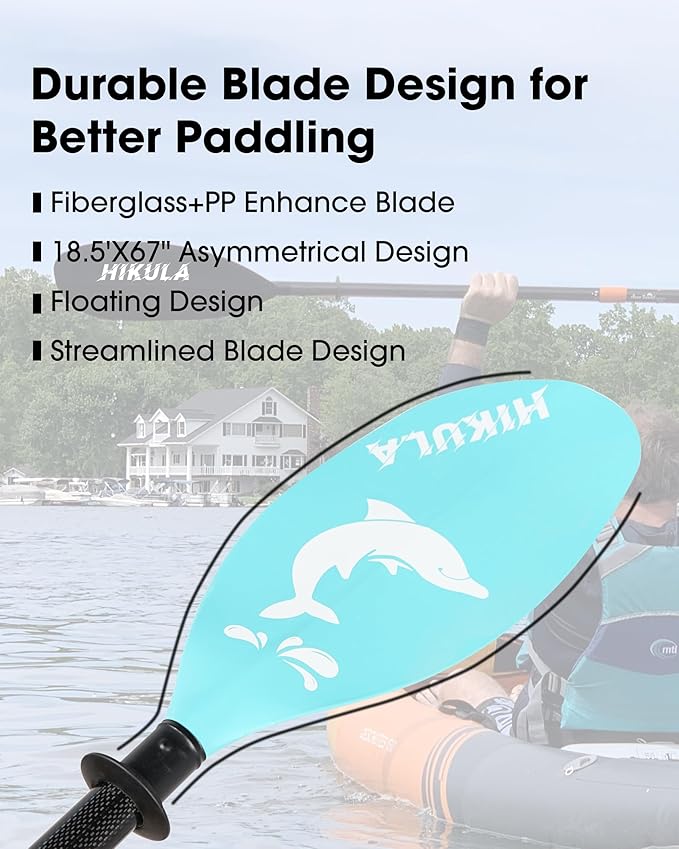 Adjustable Kayak Paddle with Carbon Shaft and PP Blade Available in 220-230/220-240/230-250cm Floating Lightweight Kayak Oars with Original Pattern