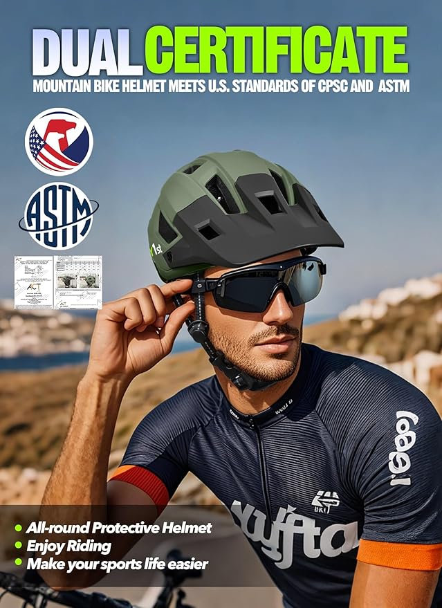 Mountain Bike Helmet for Adults & Youth Lightweight Impact-Resistant with Adjustable Dial & Removable Visor Unisex Helmet for Mountain Biking Bicycle Clcying