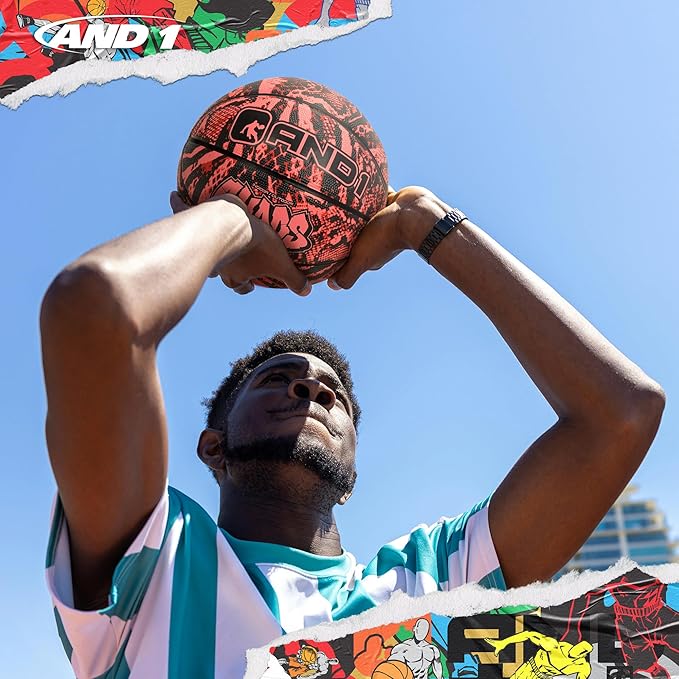 AND1 Chaos Basketball: Official Regulation Size 7 (29.5 inches) Rubber - Deep Channel Construction Streetball, Made for Indoor Outdoor Basketball Games