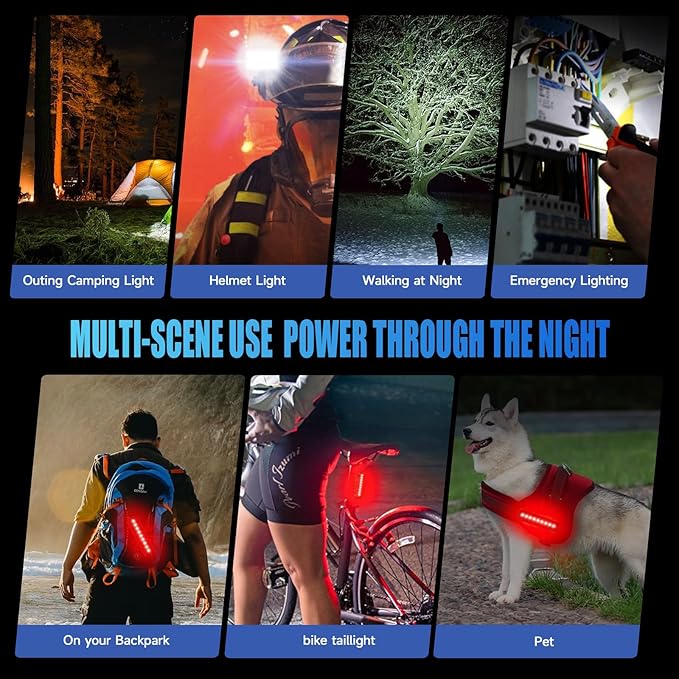 2025 Upgrade Super Bright Rechargeable Bike Lights for Night Riding,6 LED High Lumen 10 Mode Bike Headlight Taillight,360°Rotatable Brackt,Aluminum Front Lights,Runtime 48+ hrs,Shockproof Waterproof