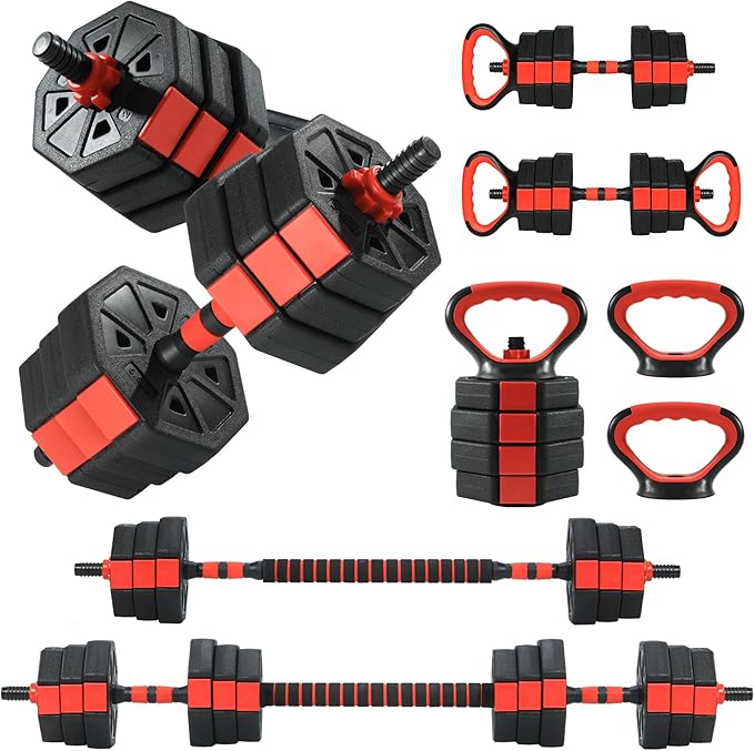 3-In-1 Octagonal Adjustable Dumbbell Set, 44/88LBSFree Weights Dumbbells with Anti-Slip Handle for Men & Women, Versatile Dumbbells Set of 2 with Connector, Perfect for Home Gym