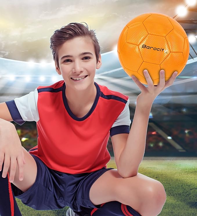 Soccer Ball - Premium Boy and Girl Official Match Ball with Cool Reflective Iridescent Rainbow Hex Pattern, Durable, Indoor, Outdoor, Training, Practice, Playtime and Games