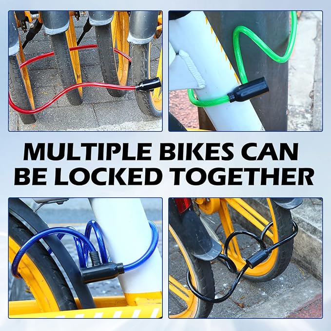 10 Pcs Anti Theft Bike Lock Secure Bike Lock Cables with Key Bicycle Chain Lock Bike Cable Lock for Protecting Your Bike Accessories, 4 Colors, 41.3 Inches Long
