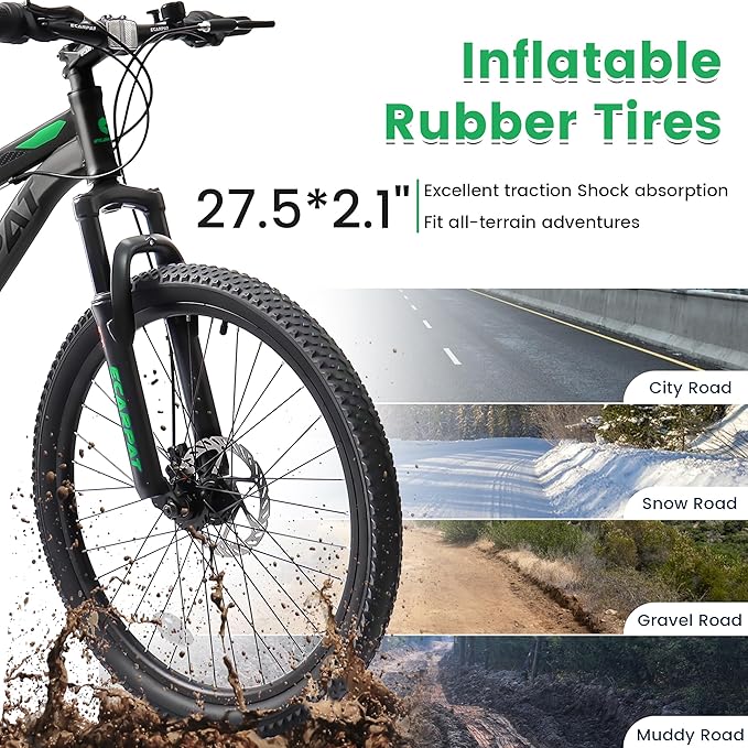 24/26/27.5 Inch Mountain Bike, Dual Full Suspension 21 Speed Womens Mens Mountain Bikes, Commuter Bike with Carbon Steel Frame and Dual Disc Brakes