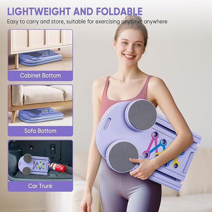 Pilates Board, Pilates Portable Reformer Machine 2025 for Home Workout, 7 in 1 Multifunctional Abdominal Board, Foldable Abs Trainer Machine, Pilates Core Workout Equipment for Women