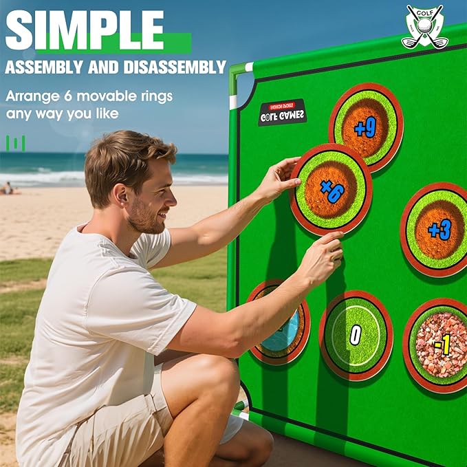 Upgraded Golf Game with 20 Velcro Golf Balls Chipping Game, 3IN 1 Battle Golf Chipping Games for Adults, Battlegolf Outdoor Set, Battle Golfs Pong Games, Indoor Golf Games for Kids