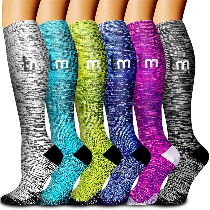 6 Pack Copper Compression Socks for Women and Men Circulation-Best Support for Medical, Running,Nursing,Athletic