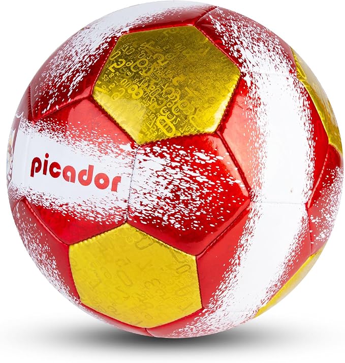 Size 4 Soccer Balls, Laser Leather Soccer Ball for Sport Training & Match Play - Vibrant Soccer Balls Gift Set with Pump for Kids and Youth