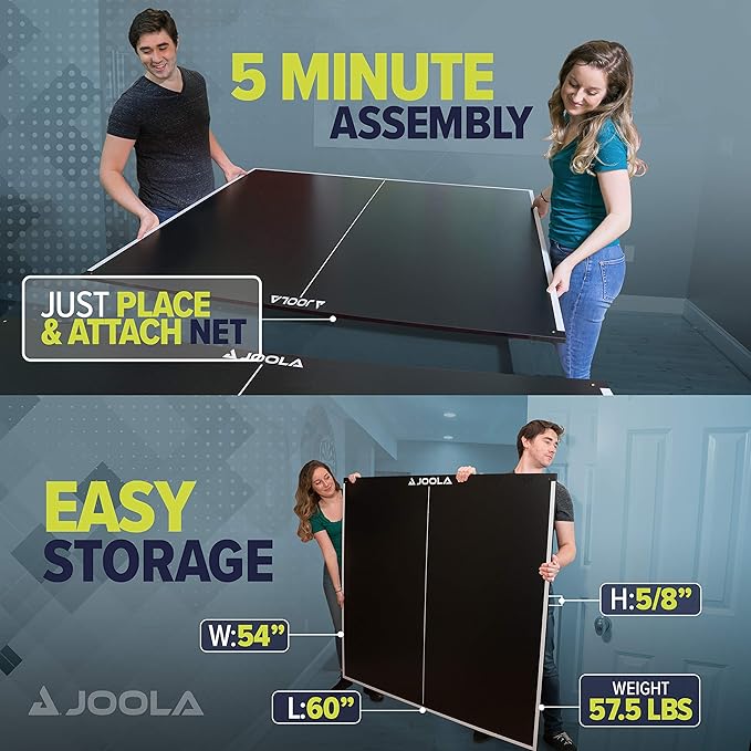 JOOLA Ping Pong Conversion Top with Net Set for Billiard and Pool Tables - Regulation Top Converts Billiards into Ping Pong Table - Includes Foam Padding for Protection - Steel Frame Option